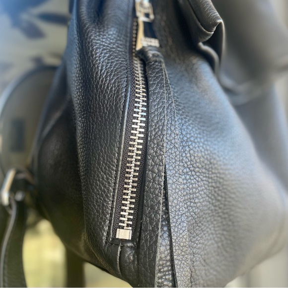 Aimee Kestenberg Bali Black Pebbled Leather Double Entry Backpack main image 8